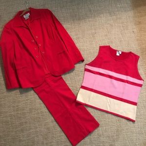 WORTH Size 14 Red pantsuit 3 pieces